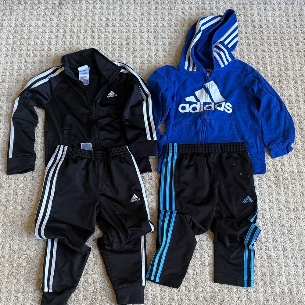 Adidas Kids Black and Blue Tracksuit Sets